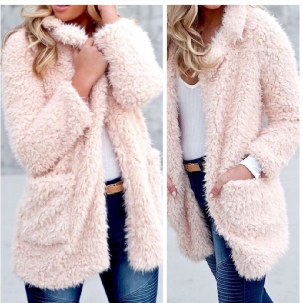 Shaggy Faux Fur Jacket - Color: Blush Pink! - Picture 3 of 7